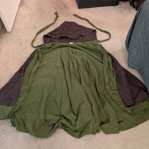 Brown Green Linen Cloak